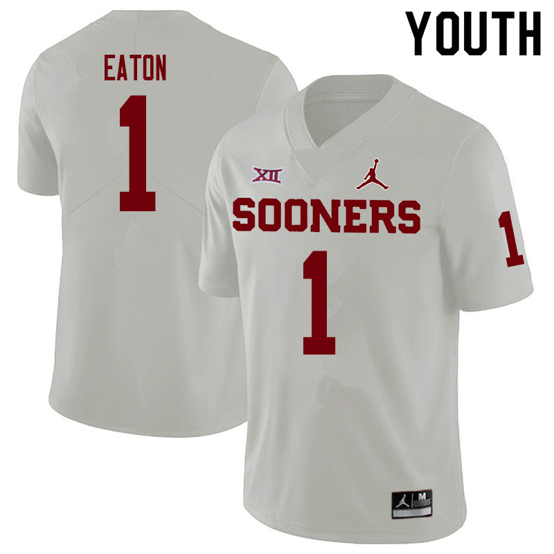 Youth #1 Joshua Eaton Oklahoma Sooners College Football Jerseys Sale-White